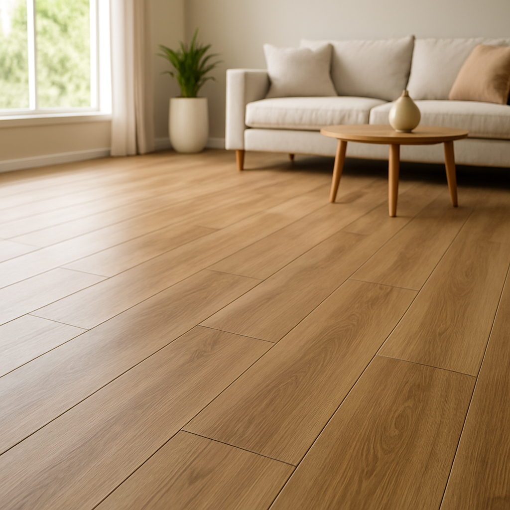 Newly installed vinyl plank flooring